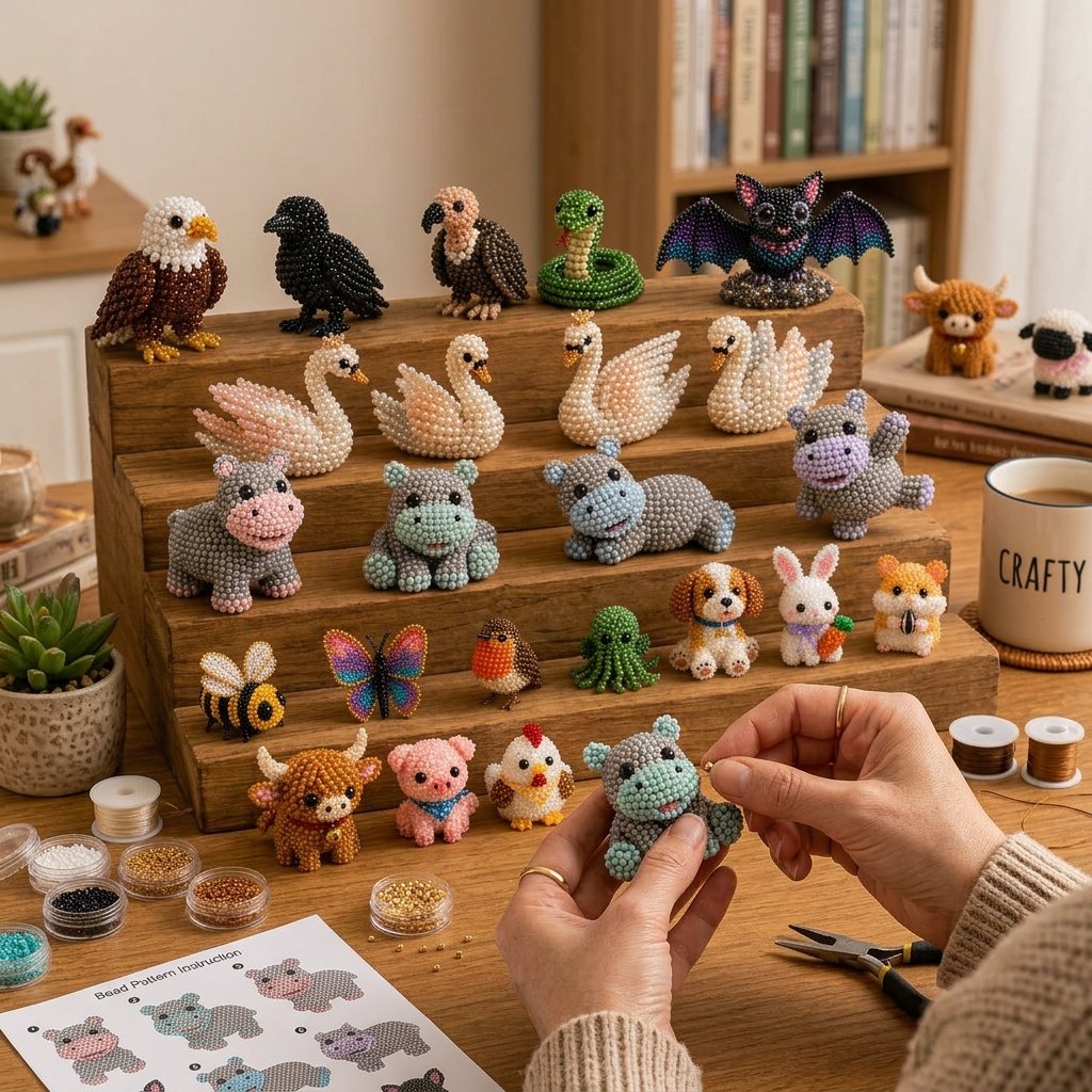 🧵✨ Piccolo kit fai da te con animali in perline 3D