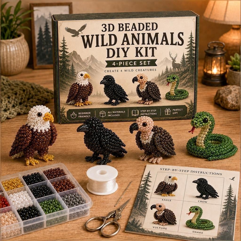 🧵✨ Piccolo kit fai da te con animali in perline 3D