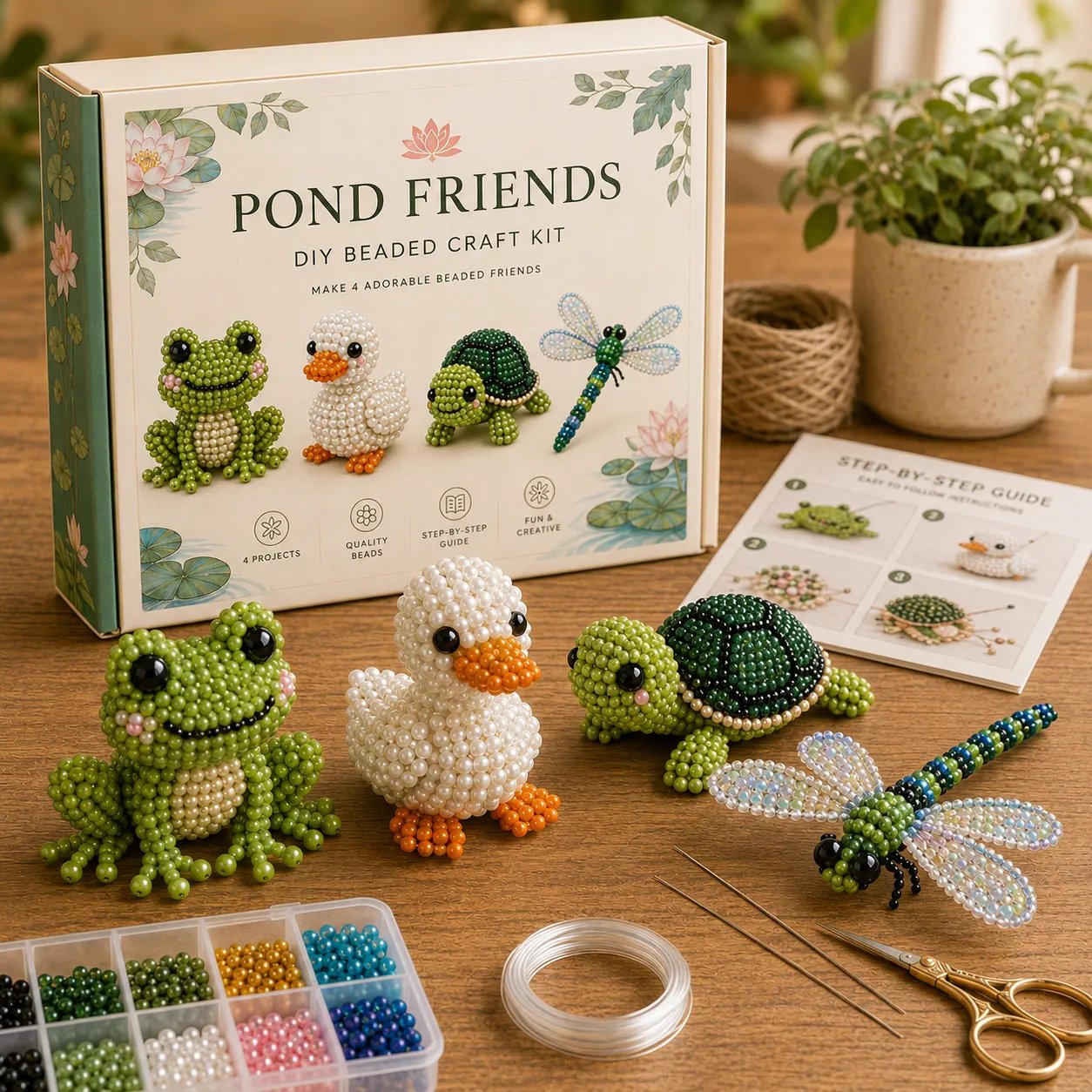 🧵✨ Piccolo kit fai da te con animali in perline 3D