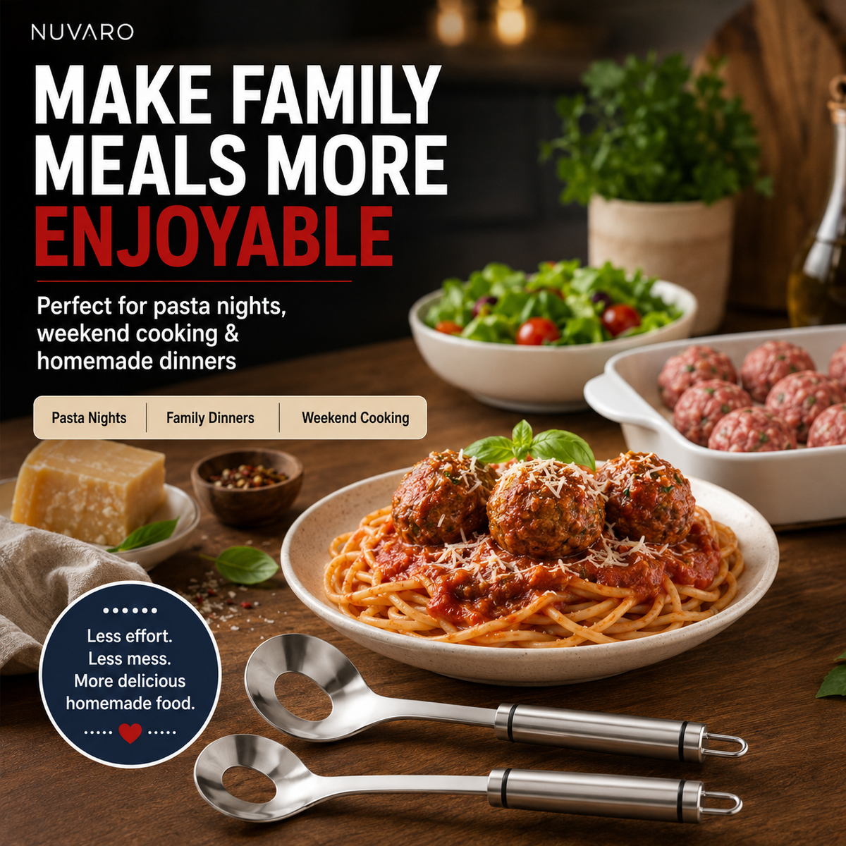 🍝🥄Cucchiaio per polpette in acciaio inox: prepara polpette perfette senza sporcarti le mani