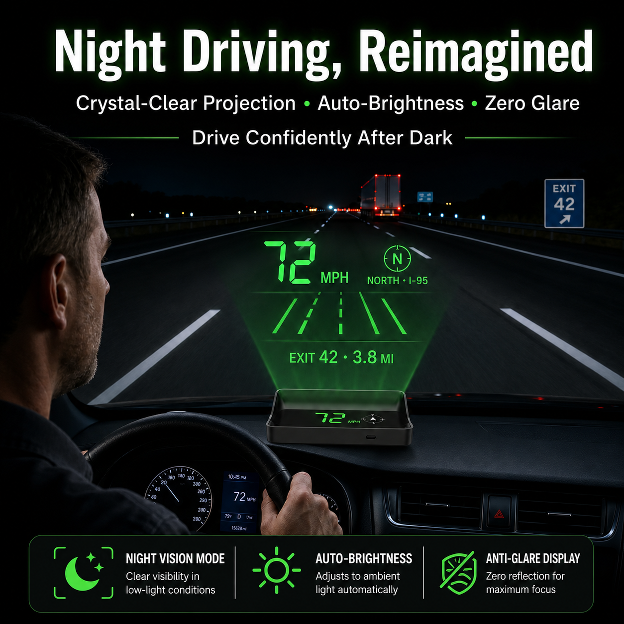 Head-Up Display (HUD) – GPS per auto con tachimetro digitale