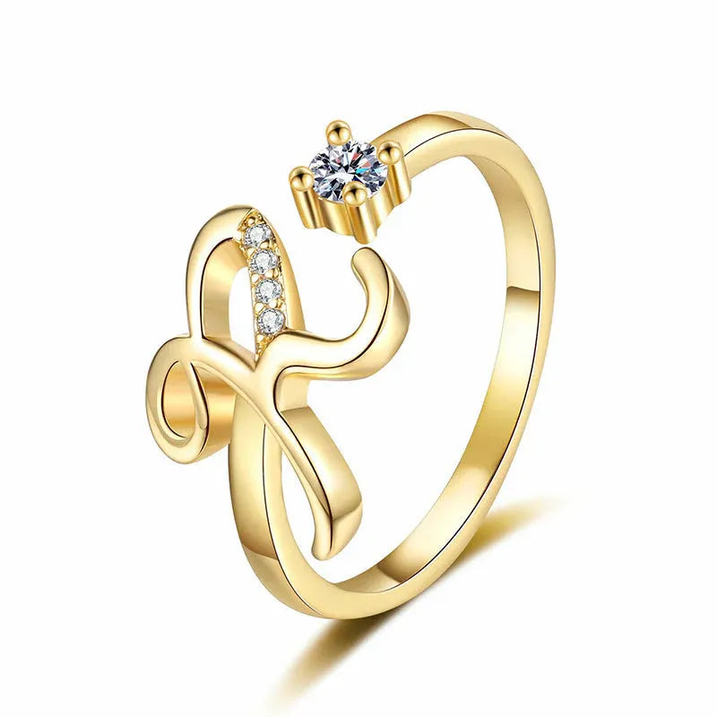 ⏰Offerta a tempo limitato💍Anello regolabile con iniziale scintillante da donna
