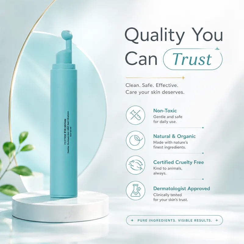 Siero contorno occhi ai peptidi - Siero roll-on rinfrescante per il contorno occhi, ideale per borse, occhiaie e rughe, con peptidi, acido ialuronico, MSM e fungo reishi.