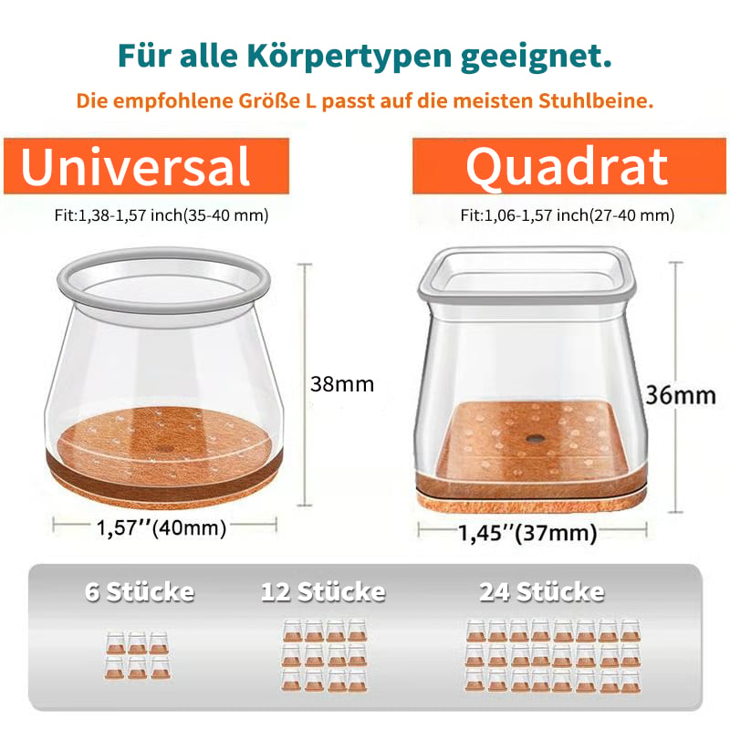 ✨ Protezioni universali in gomma per gambe di sedie - Adatte a tutte le forme di gambe di sedie, resistenti ai graffi e durevoli, la soluzione ideale per proteggere i tuoi pavimenti.