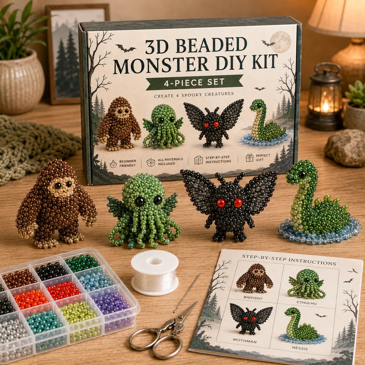 🧵✨ Piccolo kit fai da te con animali in perline 3D
