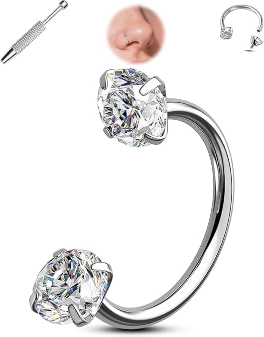 💎Anello nasale a forma di ferro di cavallo – con filettatura interna e comodo