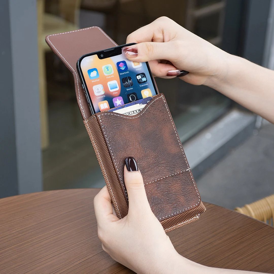 ⚡Grande sconto | Custodia per cellulare da cintura 📱 Fondina in pelle con diversi scomparti e porta cart