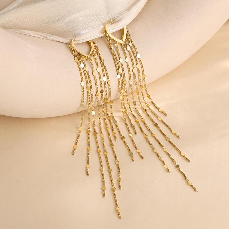 🔥Offerta a tempo limitato: 50% di sconto✨Orecchini lunghi con nappe placcati in oro 14 carati per donna
