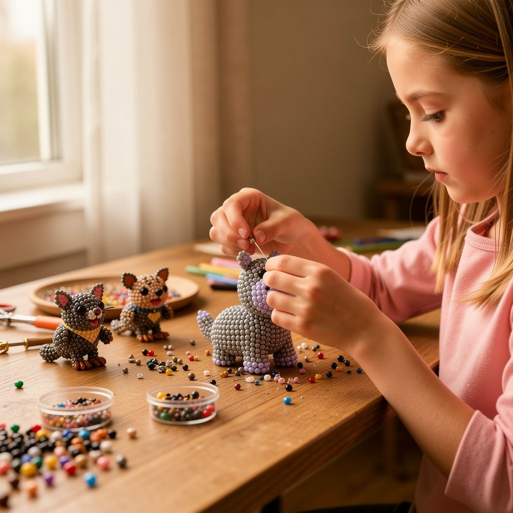 🧵✨ Piccolo kit fai da te con animali in perline 3D