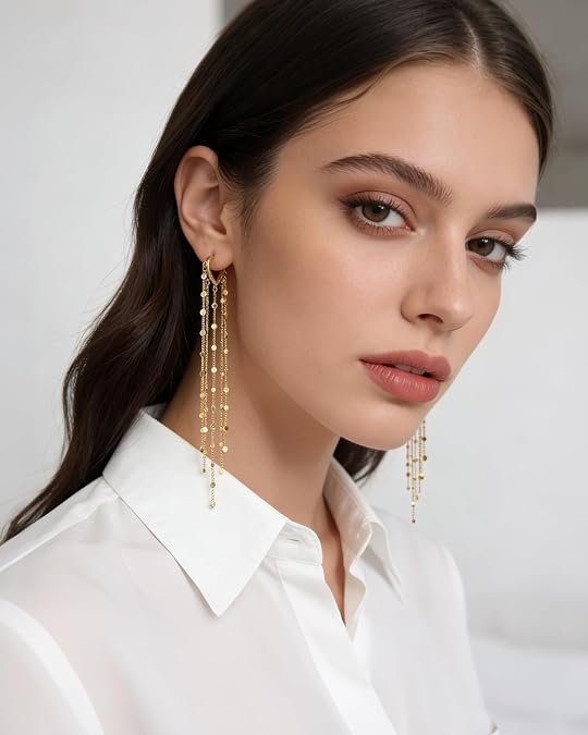 🔥Offerta a tempo limitato: 50% di sconto✨Orecchini lunghi con nappe placcati in oro 14 carati per donna