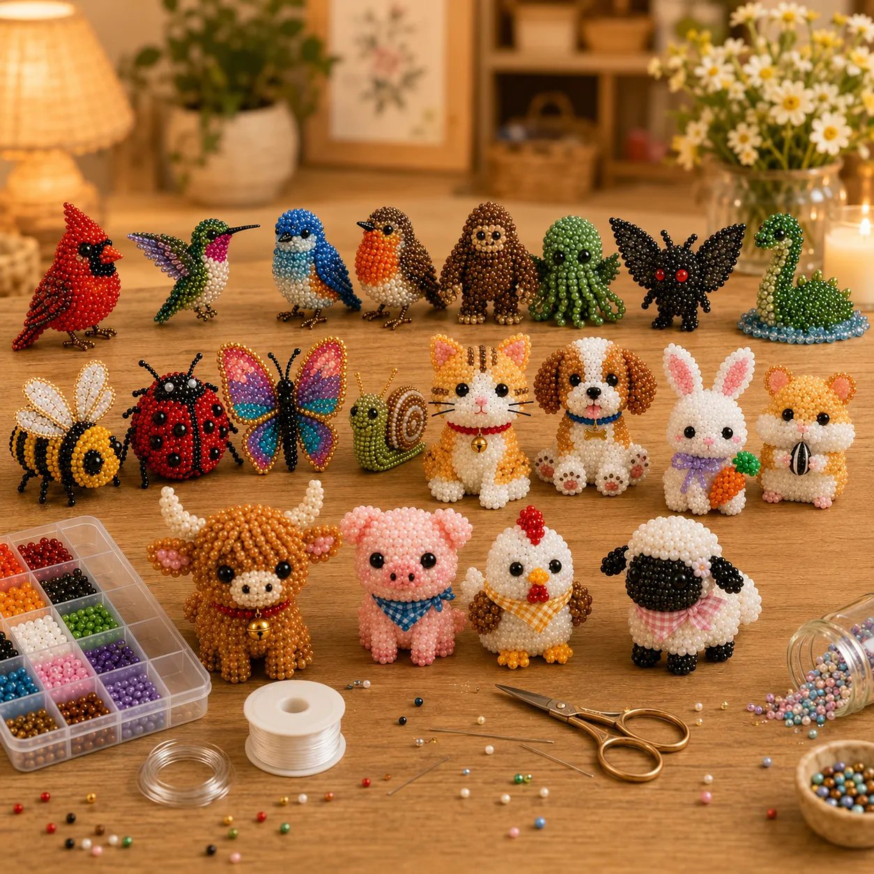 🧵✨ Piccolo kit fai da te con animali in perline 3D