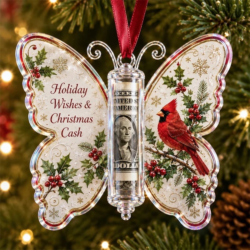 🦋💵 Ornamento a forma di farfalla per Natale, regalo in denaro – Porta soldi per le feste, ricordo 🎄✨