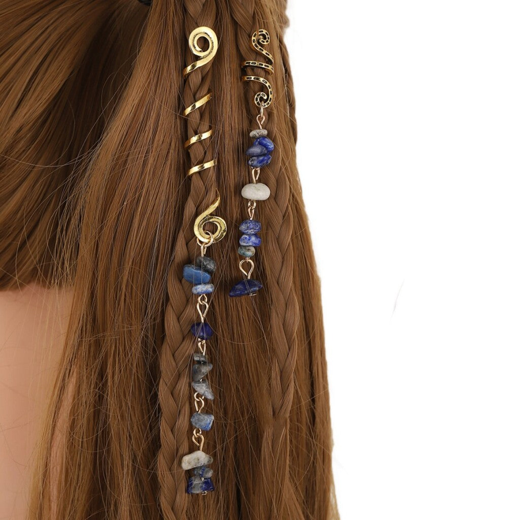 🌿 Gioiello per capelli a spirale con pietre naturali