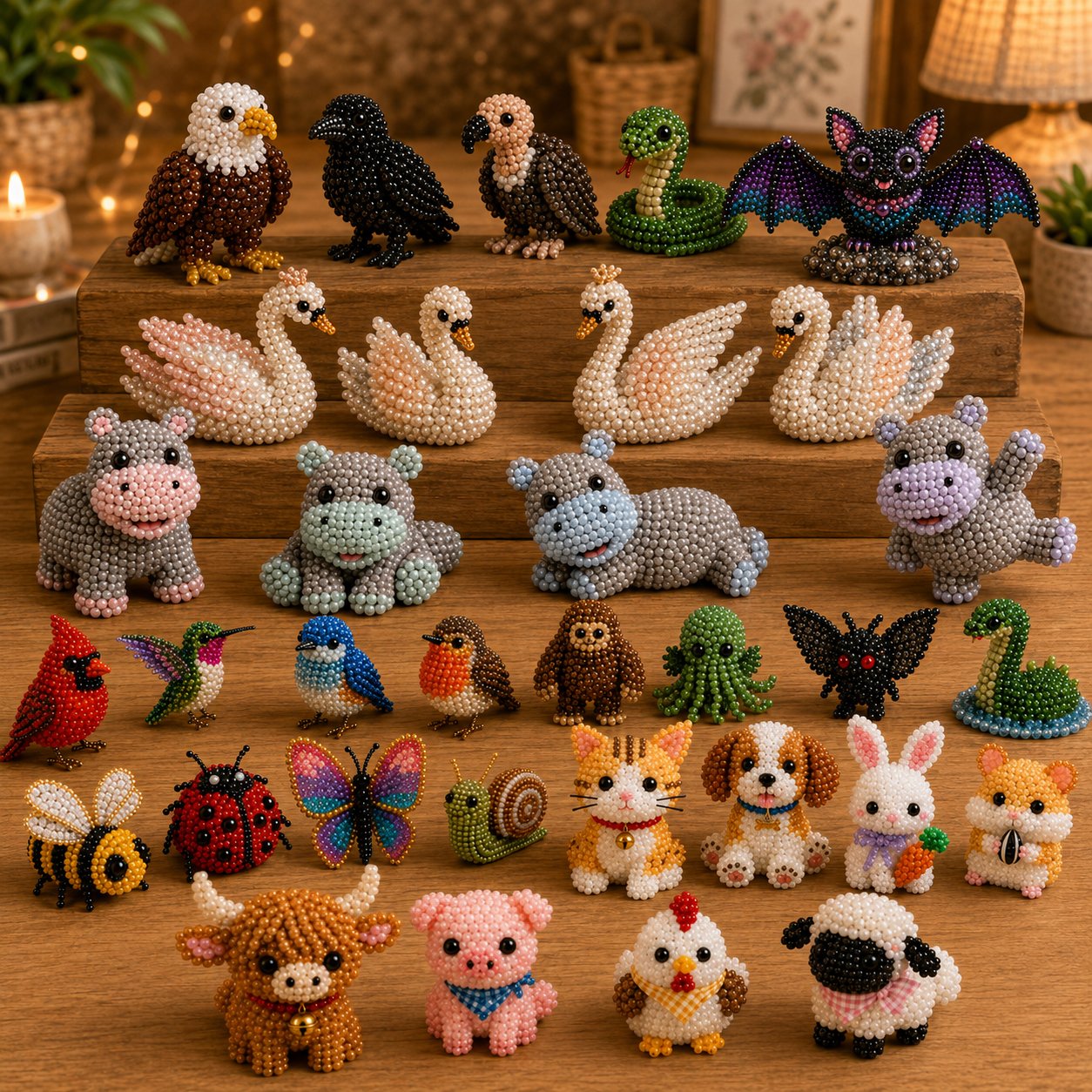 🧵✨ Piccolo kit fai da te con animali in perline 3D