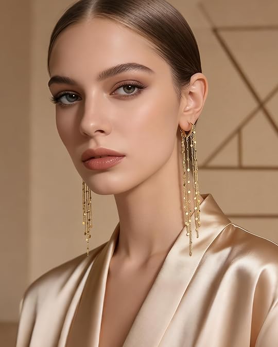 🔥Offerta a tempo limitato: 50% di sconto✨Orecchini lunghi con nappe placcati in oro 14 carati per donna