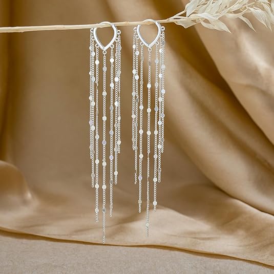 🔥Offerta a tempo limitato: 50% di sconto✨Orecchini lunghi con nappe placcati in oro 14 carati per donna