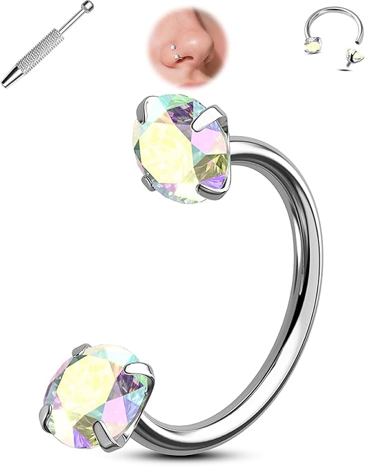 💎Anello nasale a forma di ferro di cavallo – con filettatura interna e comodo