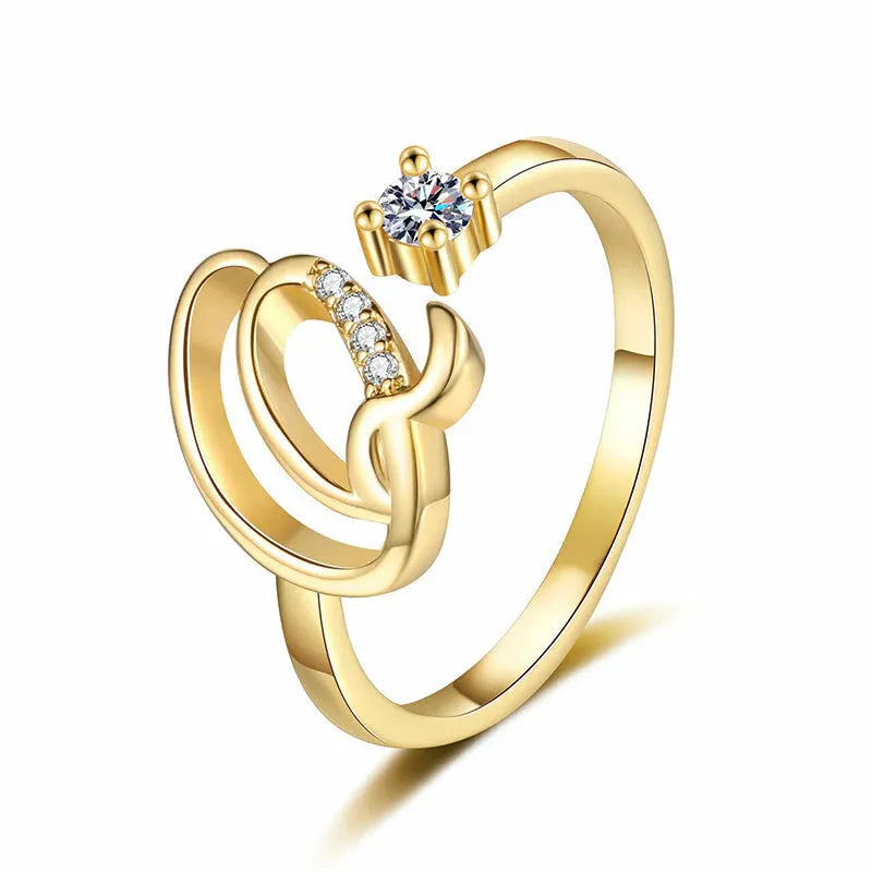 ⏰Offerta a tempo limitato💍Anello regolabile con iniziale scintillante da donna