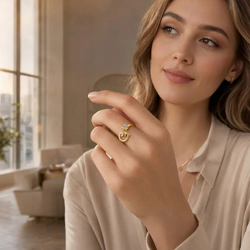 ⏰Offerta a tempo limitato💍Anello regolabile con iniziale scintillante da donna