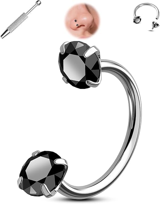 💎Anello nasale a forma di ferro di cavallo – con filettatura interna e comodo