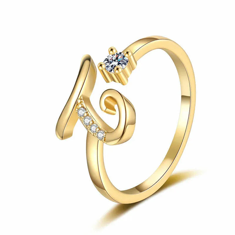 ⏰Offerta a tempo limitato💍Anello regolabile con iniziale scintillante da donna