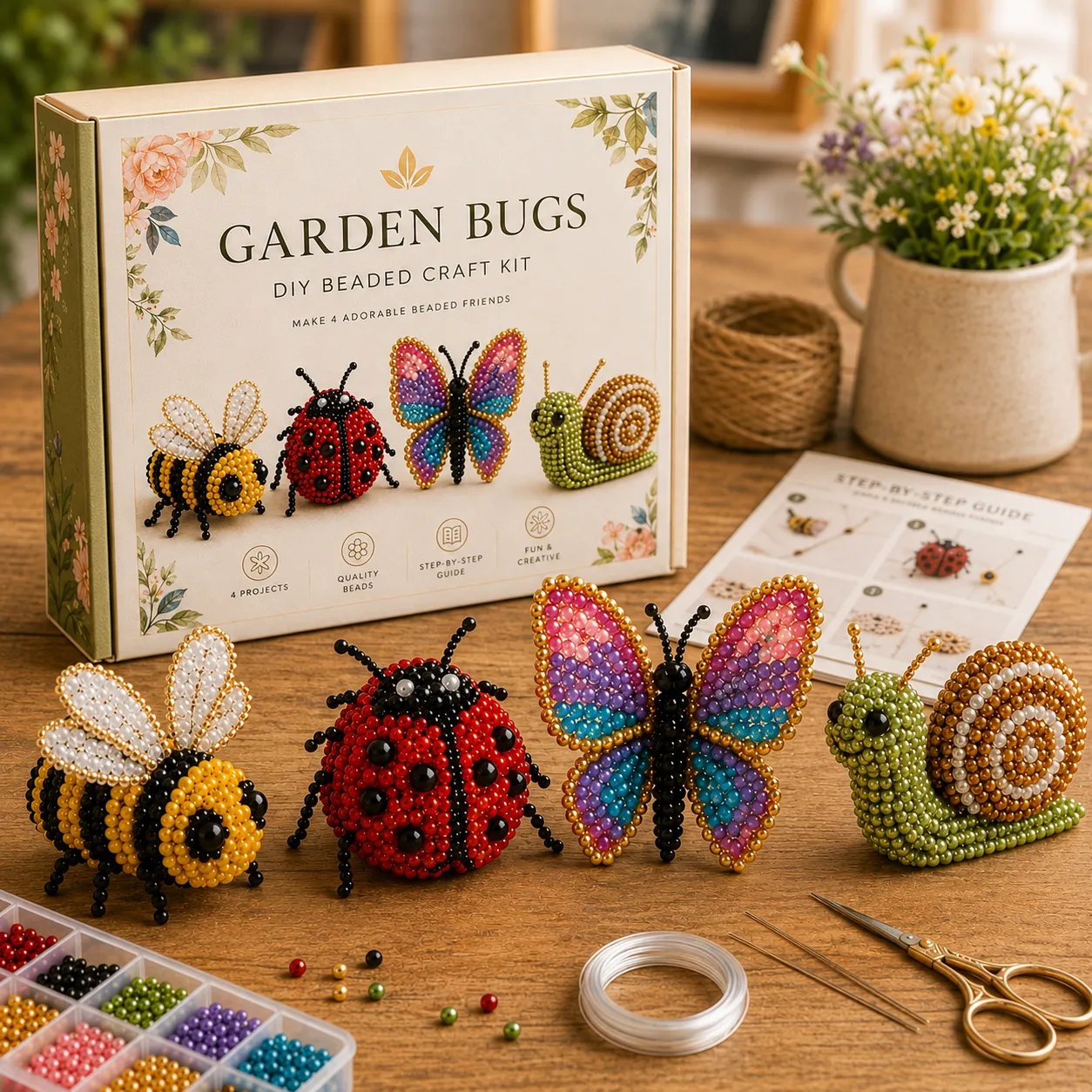 🧵✨ Piccolo kit fai da te con animali in perline 3D