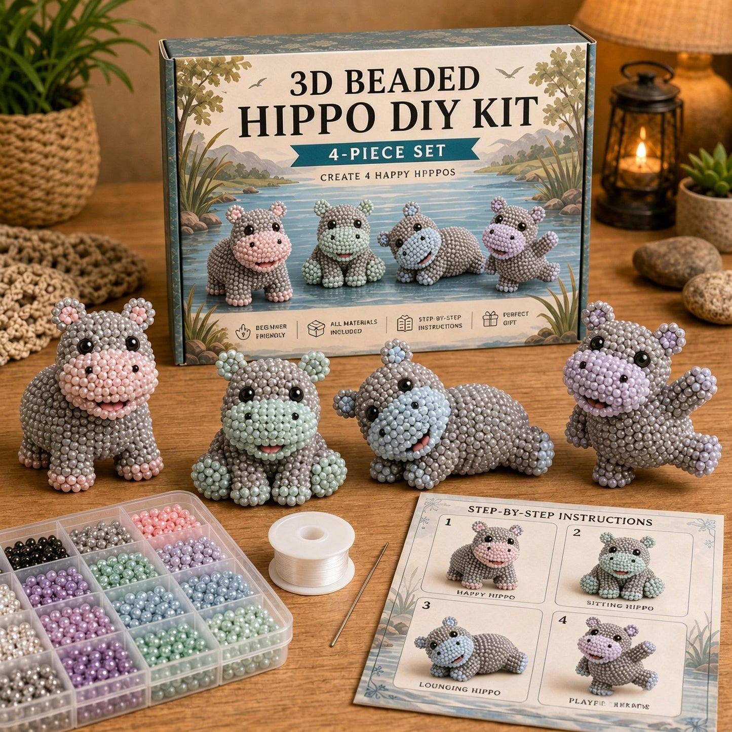 🧵✨ Piccolo kit fai da te con animali in perline 3D