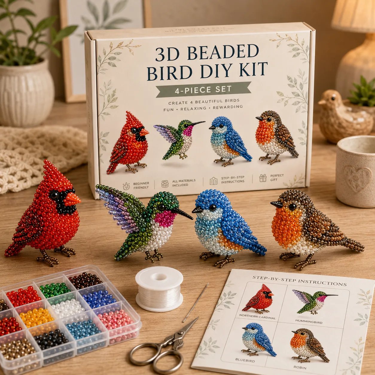🧵✨ Piccolo kit fai da te con animali in perline 3D