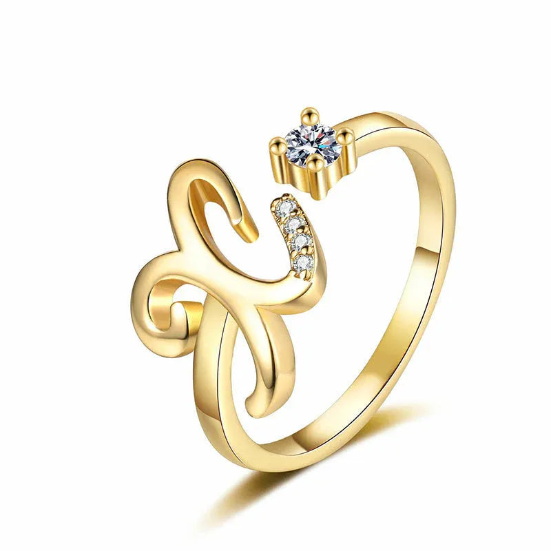 ⏰Offerta a tempo limitato💍Anello regolabile con iniziale scintillante da donna