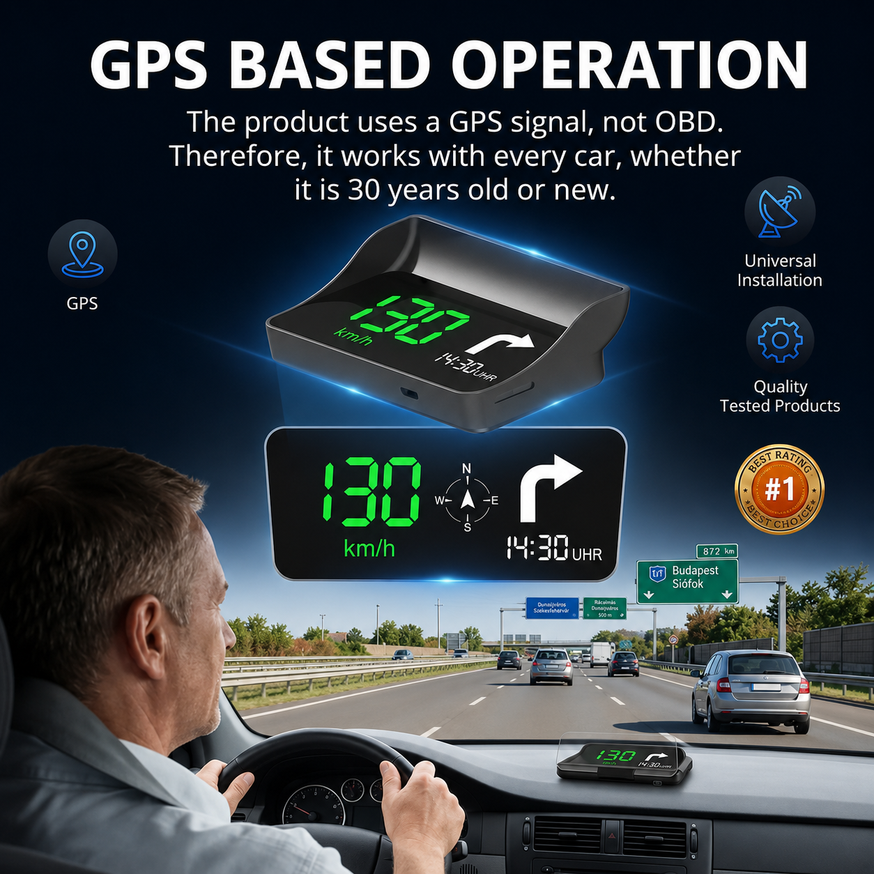 Head-Up Display (HUD) – GPS per auto con tachimetro digitale