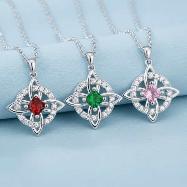 Collana mistica con pietra portafortuna e nodo delle streghe - Cristallo naturale 🔮💞 Proteggi i tuoi cari