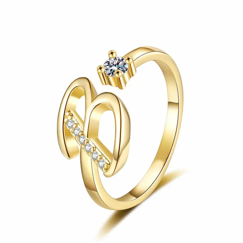⏰Offerta a tempo limitato💍Anello regolabile con iniziale scintillante da donna