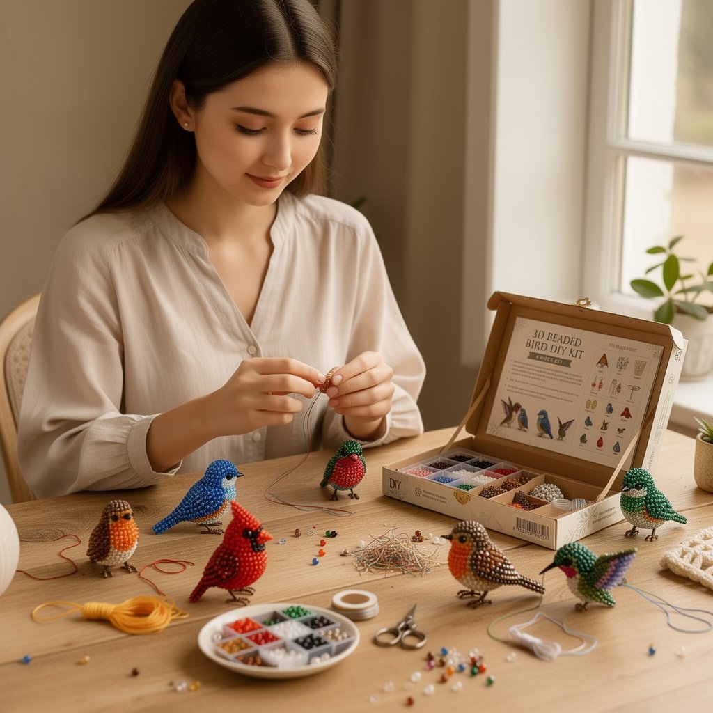 🧵✨ Piccolo kit fai da te con animali in perline 3D
