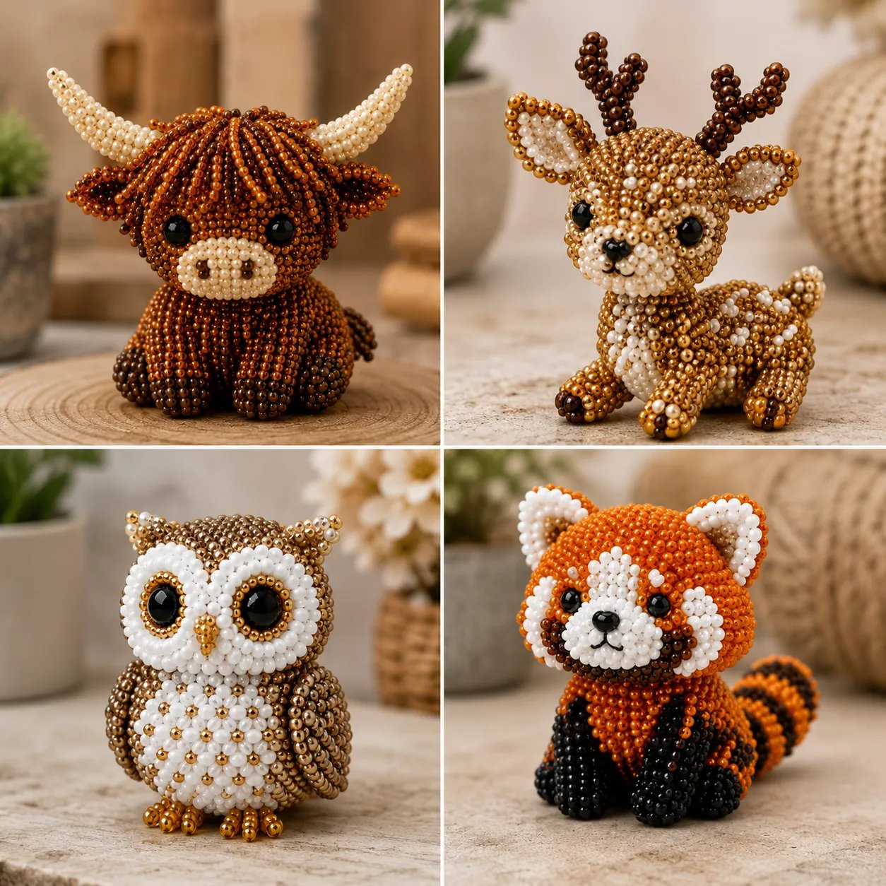 🧵✨ Piccolo kit fai da te con animali in perline 3D