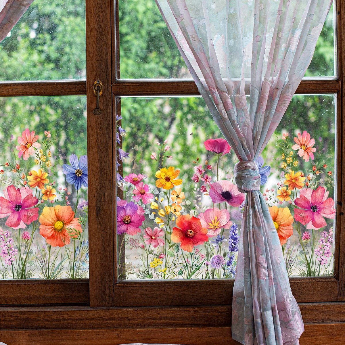 Acquista 2 e ricevi 1 in omaggio💐Adesivo per finestra con bouquet di fiori colorati💞