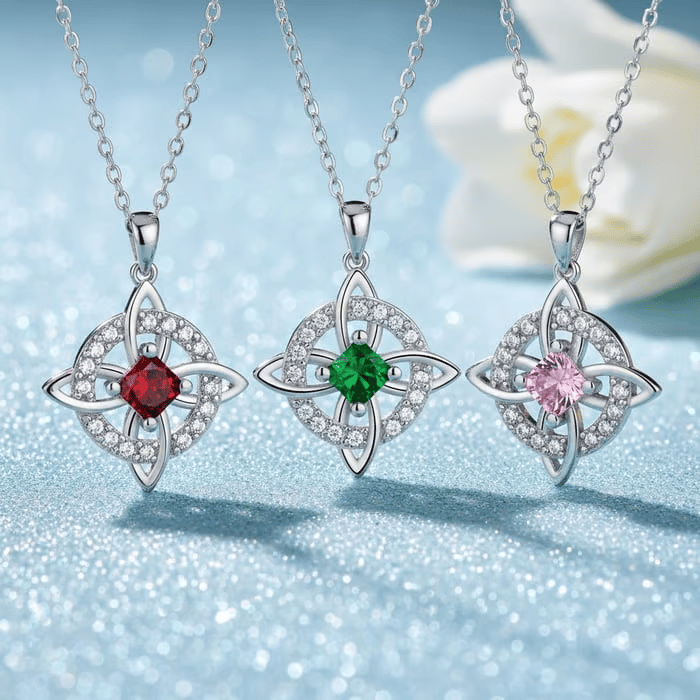 Collana mistica con pietra portafortuna e nodo delle streghe - Cristallo naturale 🔮💞 Proteggi i tuoi cari