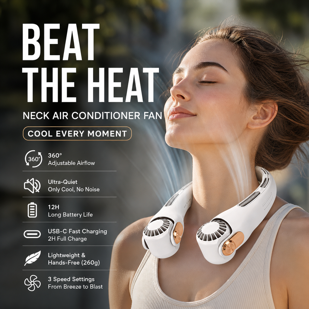 🥳Articolo più venduto del 2026🥳💨 Sconto del 50%! 🍃 Ventilatore da collo con funzione di condizionatore d'aria - Un must per l'estate!