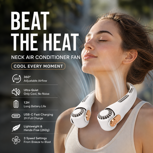 🥳Articolo più venduto del 2026🥳💨 Sconto del 50%! 🍃 Ventilatore da collo con funzione di condizionatore d'aria - Un must per l'estate!