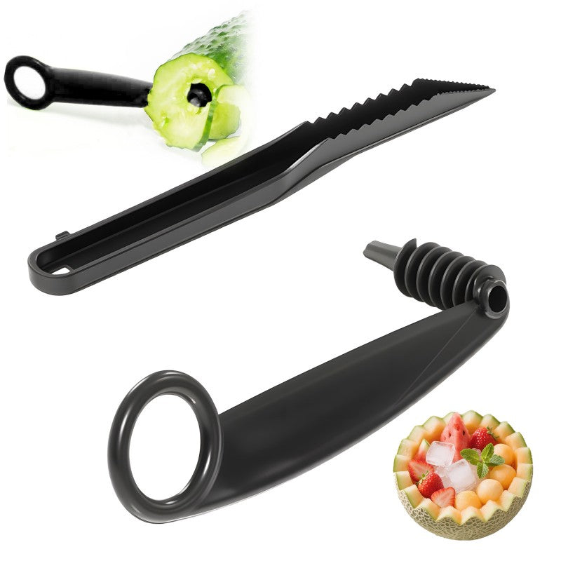 Set composto da spirale e utensile a V per decorare la frutta.