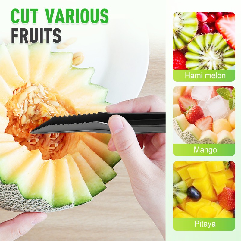 Set composto da spirale e utensile a V per decorare la frutta.