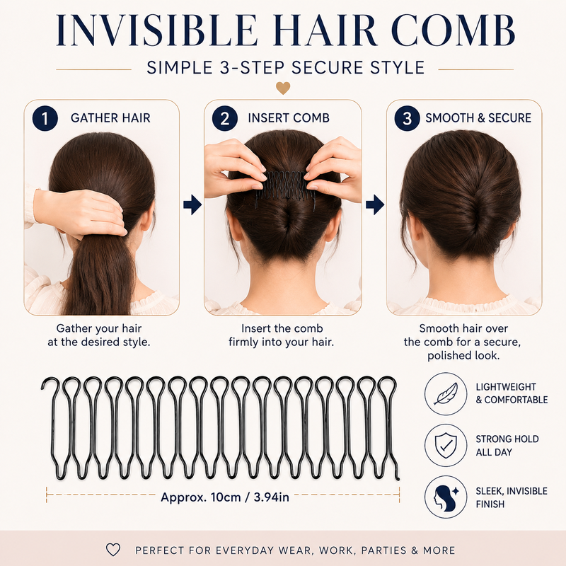 Pettine flessibile con impugnatura invisibile per capelli sciolti